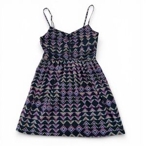 Roxy Women’s Medium Geometric Print Babydoll Sundress Spaghetti Strap Dress